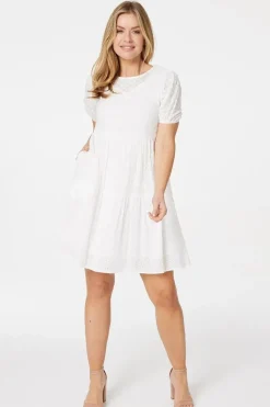 Floral Cotton Short Smock Dress