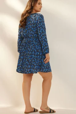 Floral Crinkle Tie Neck Blouse