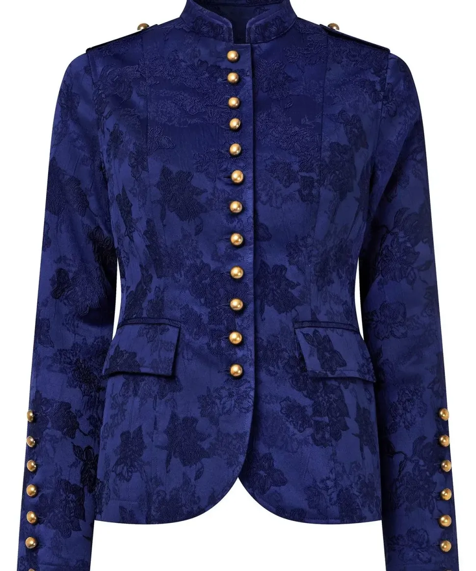 Floral Cropped Military Jacket