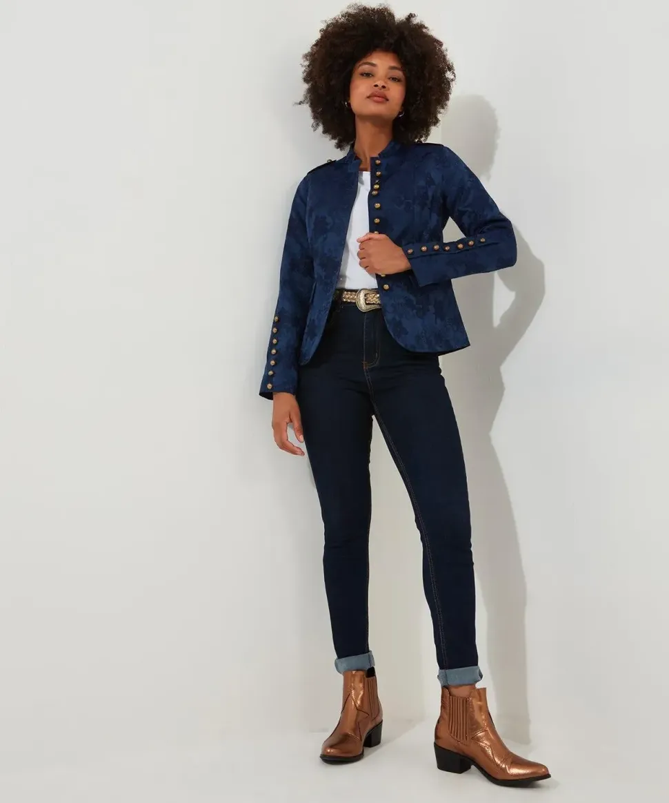 Floral Cropped Military Jacket