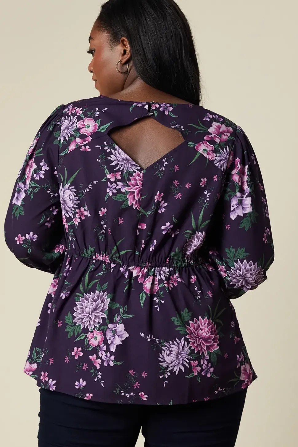 Floral Curve Ruched Front Top