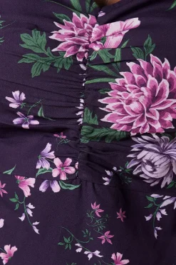 Floral Curve Ruched Front Top