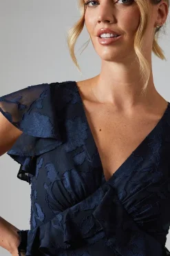 Floral Detail Fabric Tiered Skirt Bridesmaids Dress