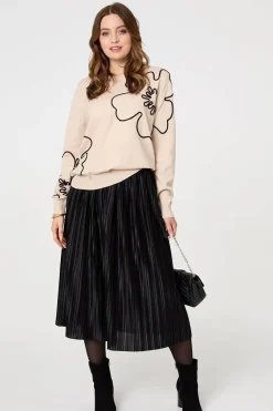 Floral Detail Long Sleeve Relaxed Jumper