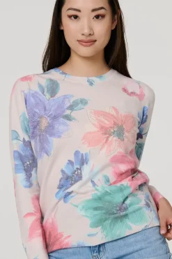 Floral Diamante Detail Long Sleeve Jumper