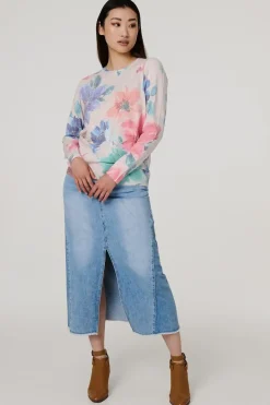 Floral Diamante Detail Long Sleeve Jumper