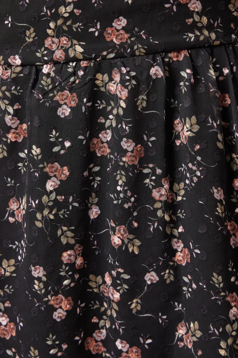 Floral Dobby Chiffon Ruffle Detail Mini Dress