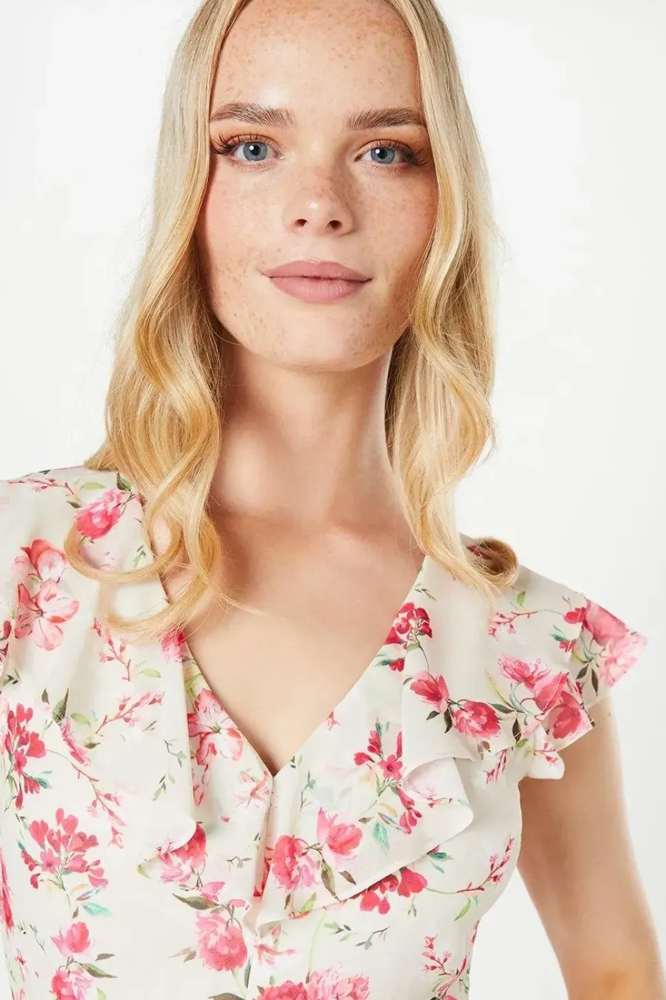 Floral Dobby Ruffle Midaxi Dress