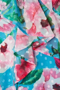 Floral Dobby Ruffle Midi Dress