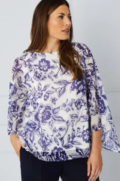 Floral Dobby Tie Sleeve Top