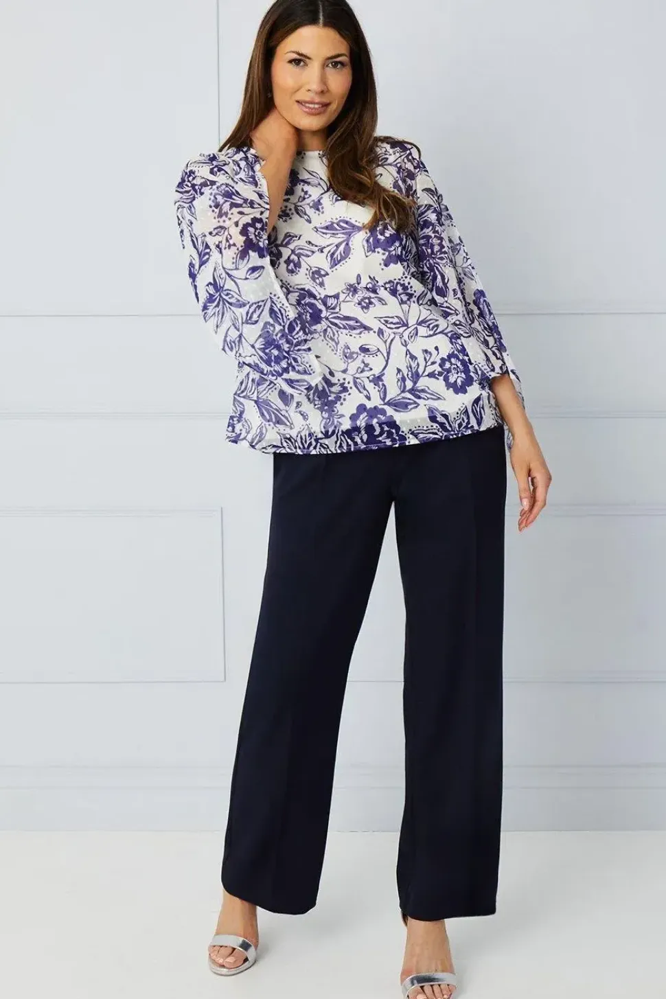 Floral Dobby Tie Sleeve Top