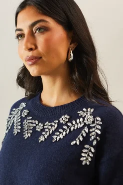 Floral Embellished Shoulder Design Jumper