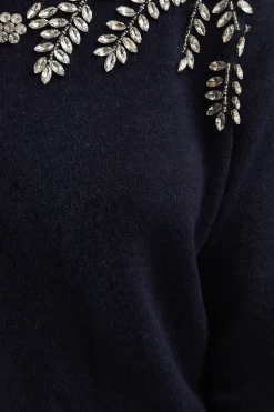 Floral Embellished Shoulder Design Jumper