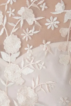 Floral Embroidered Cap Sleeve Bridesmaid Maxi Dress