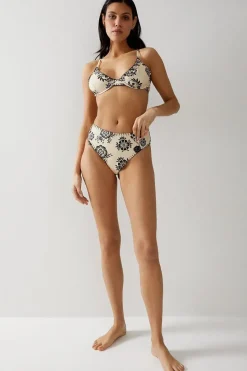 Floral Embroidered Stitch Underwire High Waisted Bikini Set