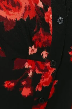 Floral Empire Half Placket Midi Shirt Dress