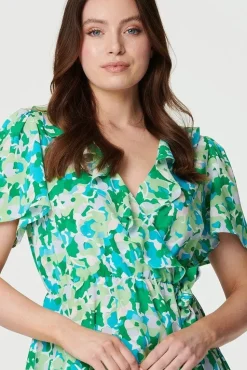 Floral Frill Detail Peplum Blouse