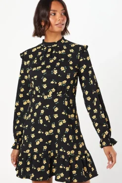 Floral Frill Hem Mini Dress