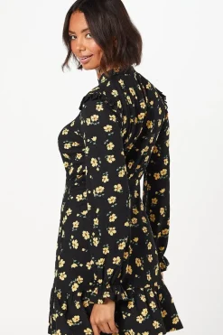 Floral Frill Hem Mini Dress