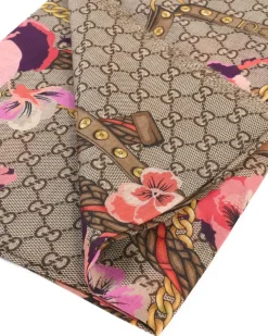 Floral GG Pattern Silk Scarf