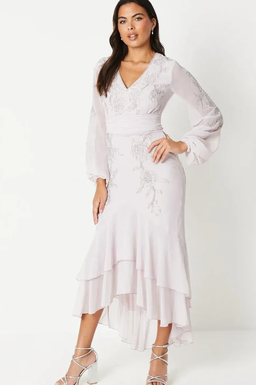 Floral Hand Embellished Maxi Dress