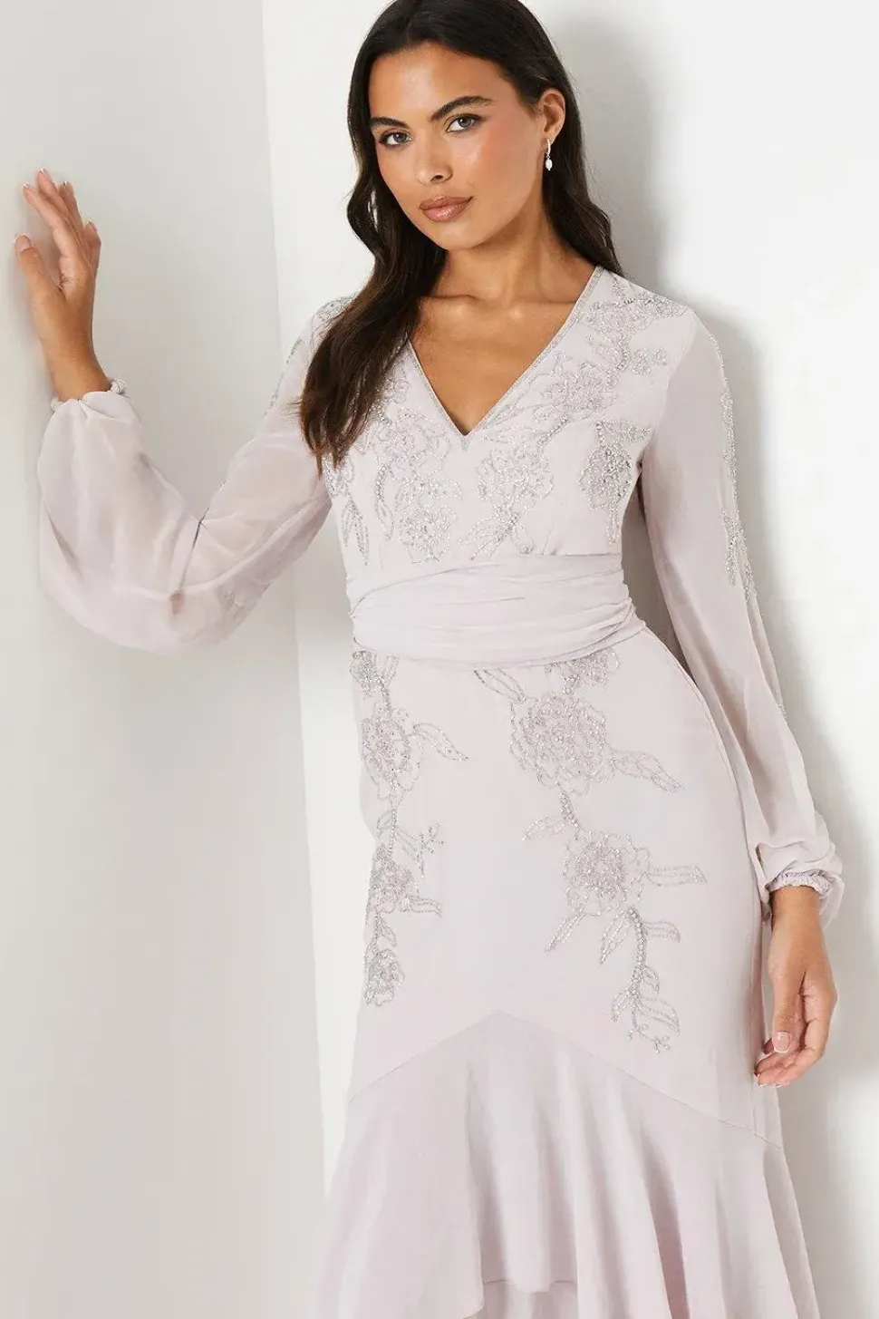 Floral Hand Embellished Maxi Dress