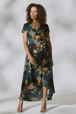 Floral High Low Wrap Maxi Dress