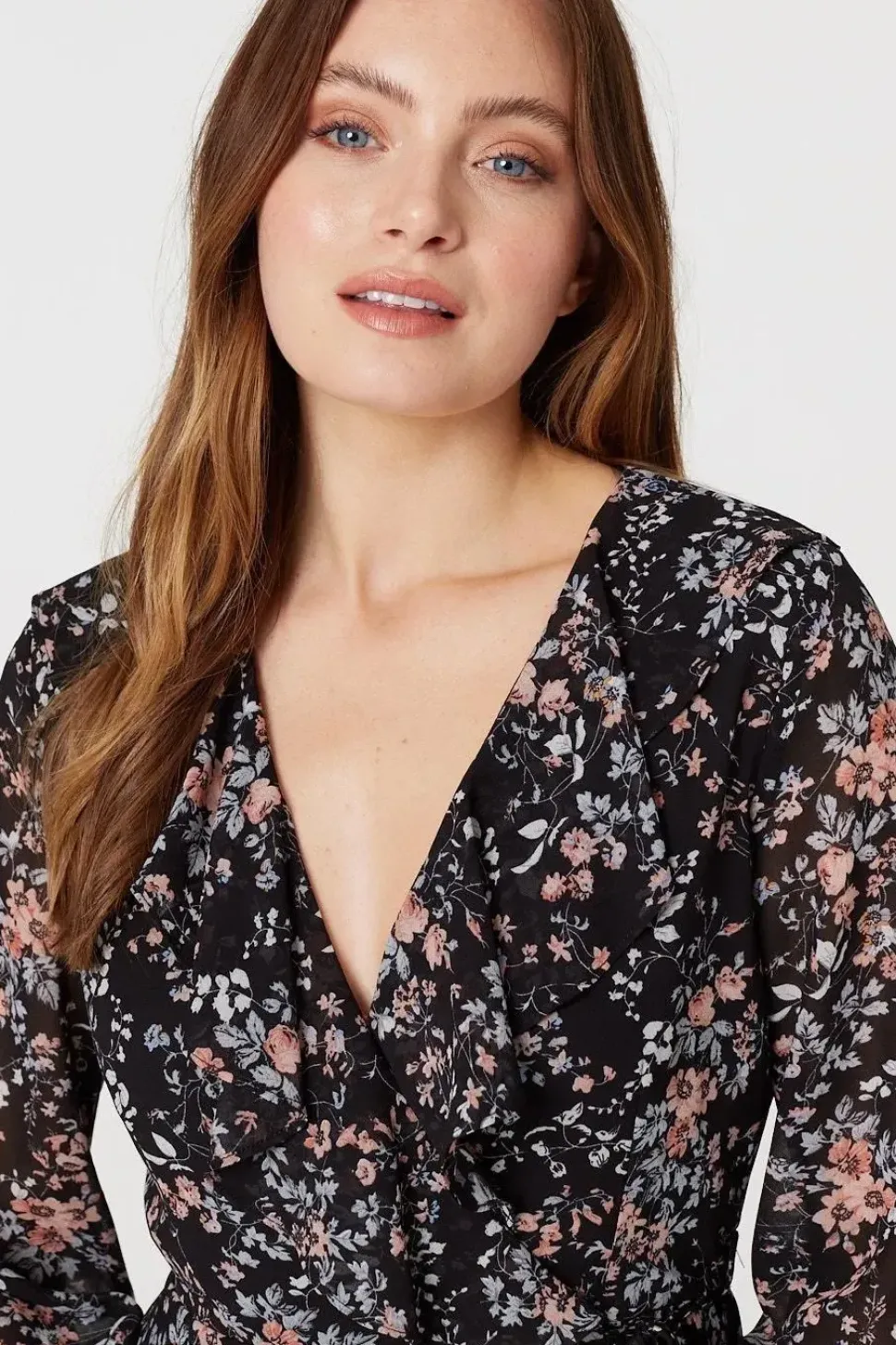 Floral High Low Wrap Midi Dress
