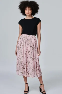 Floral High Waist Pleated Skirt