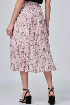 Floral High Waist Pleated Skirt