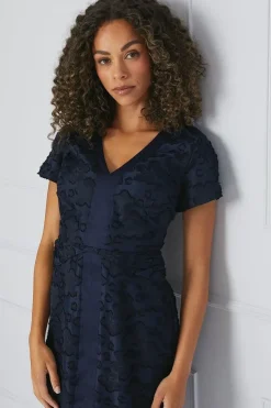 Floral Jacquard Satin Insert Pencil Dress