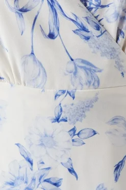 Floral Kimono Sleeve Ruffle Chiffon Maxi Bridesmaids Dress