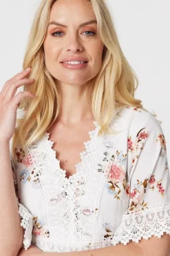 Floral Lace Detail Skater Dress