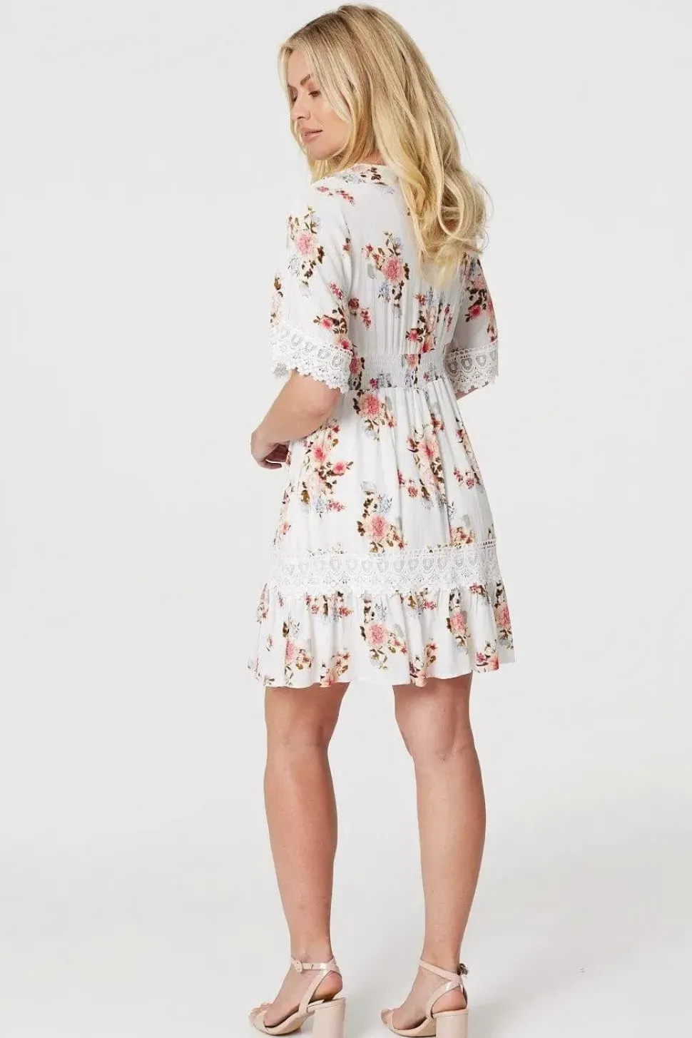 Floral Lace Detail Skater Dress