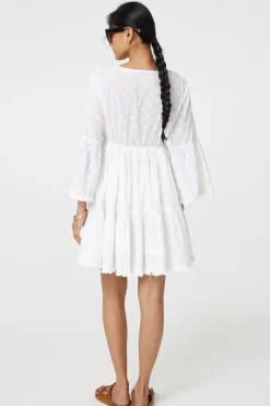 Floral Lace Flare Sleeve Mini Beach Dress