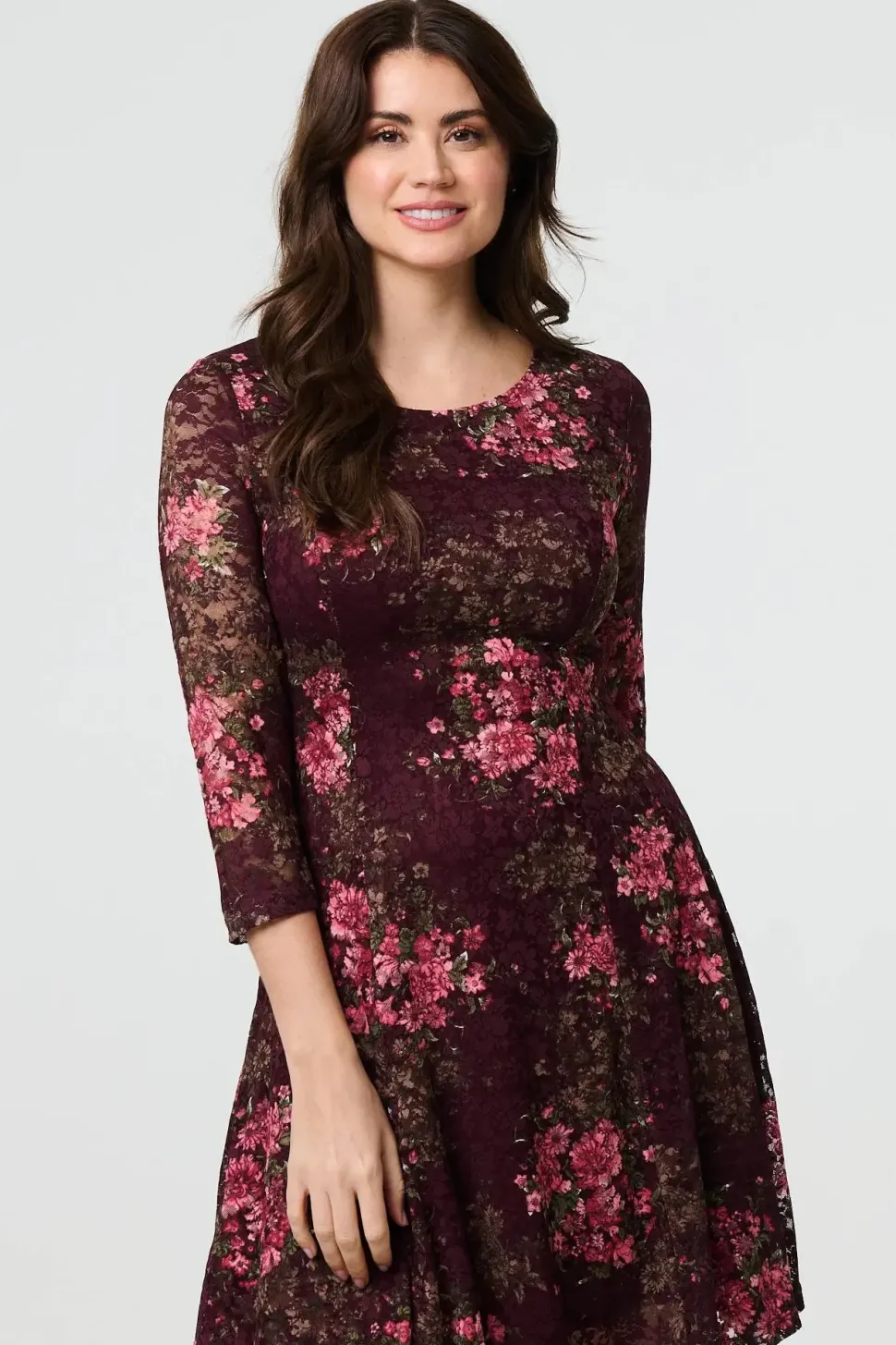 Floral Lace Layer Pleated Short Dress