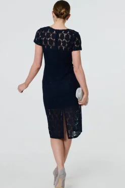 Floral Lace Layer Slim Knee Length Dress