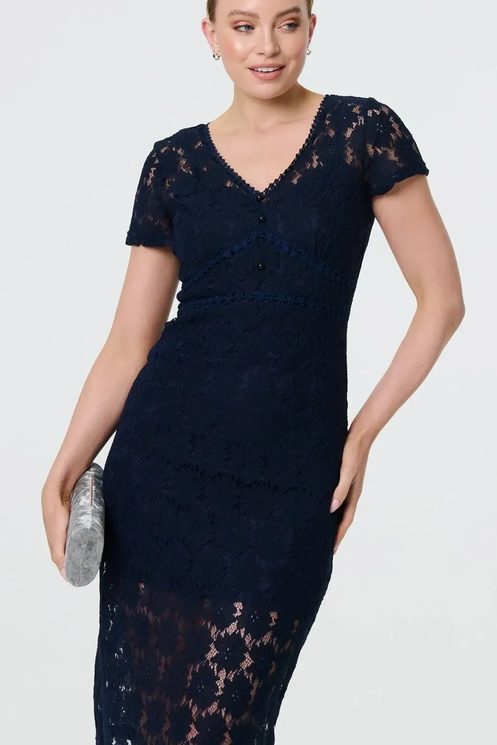 Floral Lace Layer Slim Knee Length Dress