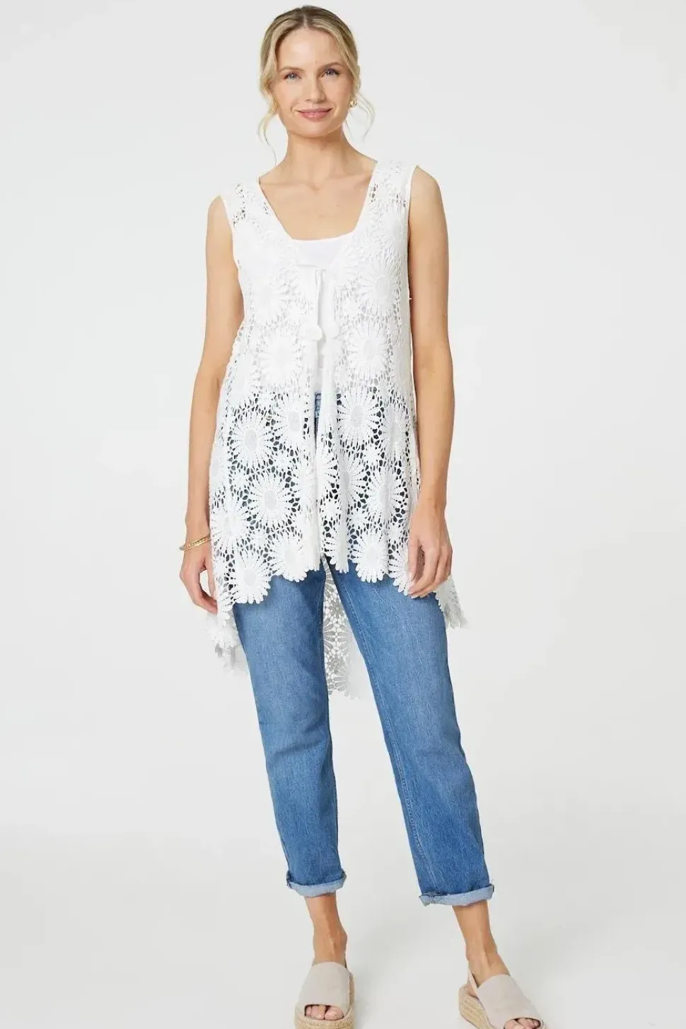 Floral Lace Tie Front Cardigan