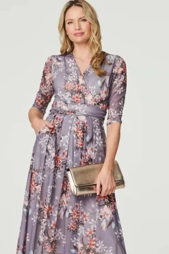 Floral Layered V-Neck Midi Dress