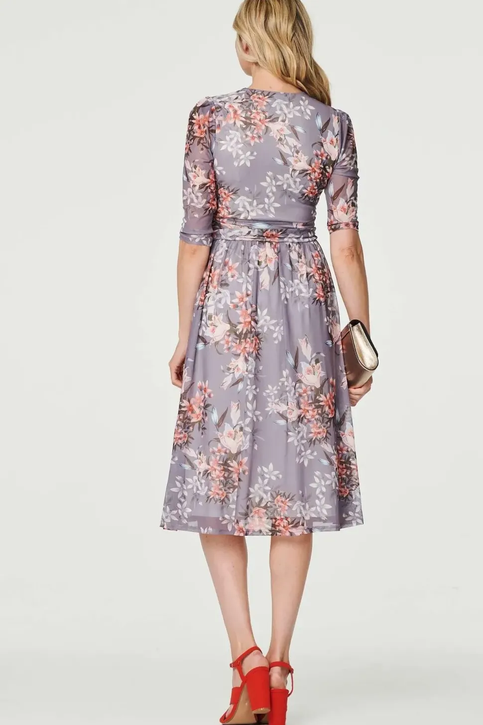 Floral Layered V-Neck Midi Dress