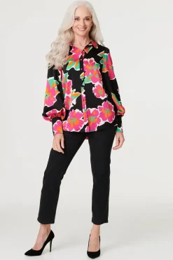 Floral Long Puff Sleeve Blouse