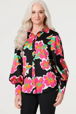 Floral Long Puff Sleeve Blouse