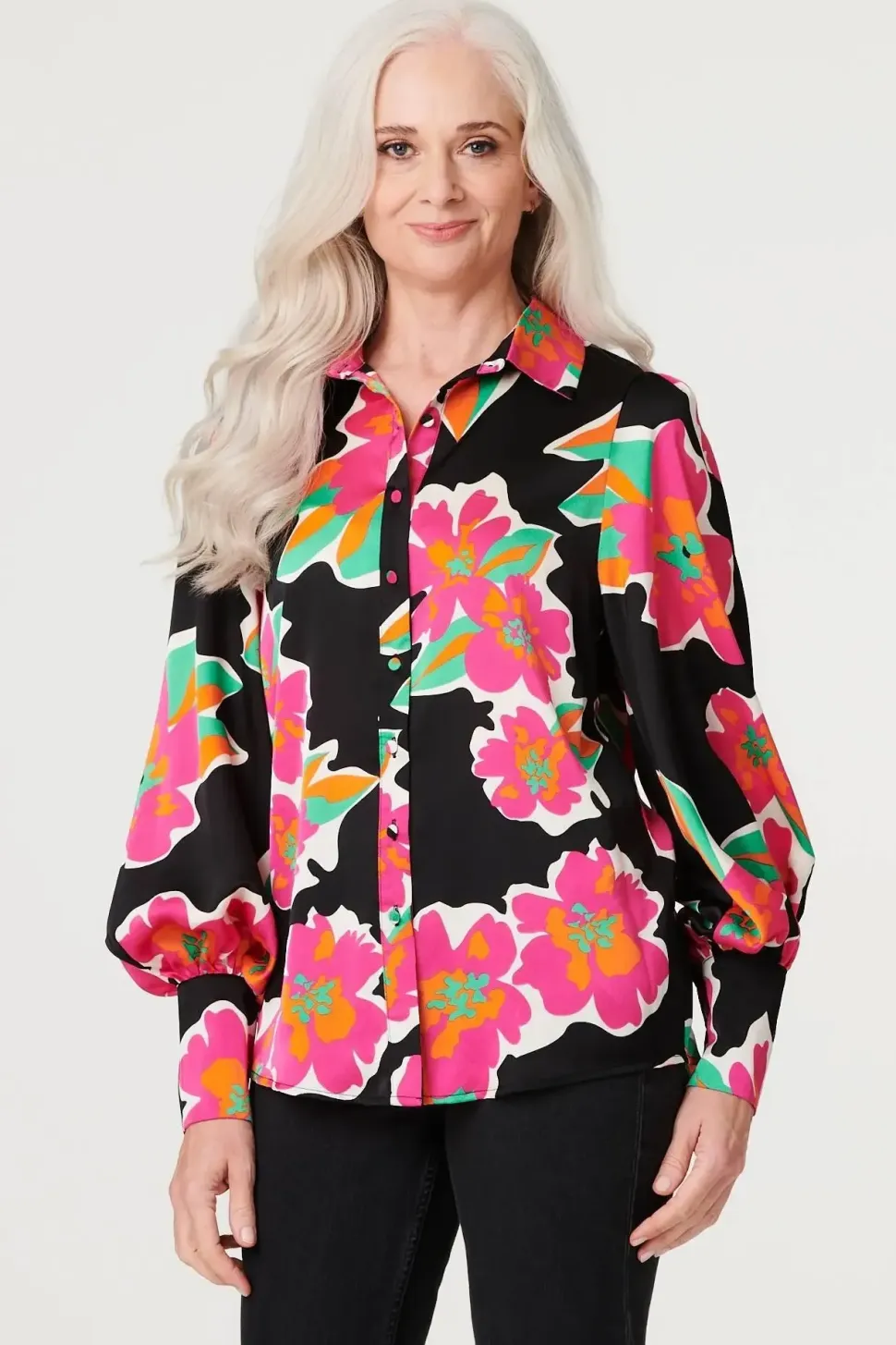 Floral Long Puff Sleeve Blouse