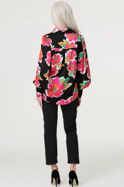 Floral Long Puff Sleeve Blouse