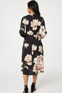 Floral Long Sleeved Midi Tea Dress