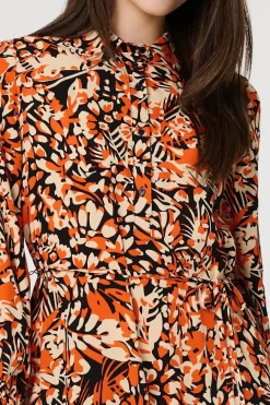Floral Long Sleeve Midi Shirt Dress