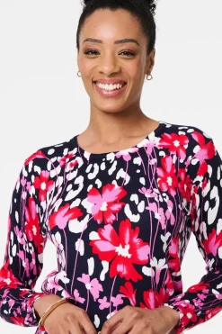 Floral Long Sleeve Scoop Neck Top