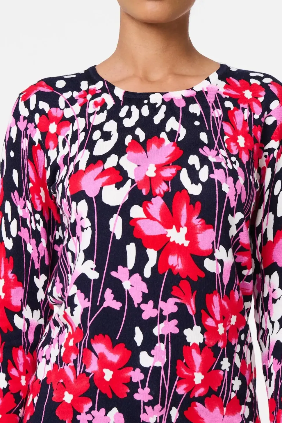 Floral Long Sleeve Scoop Neck Top