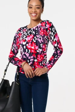Floral Long Sleeve Scoop Neck Top